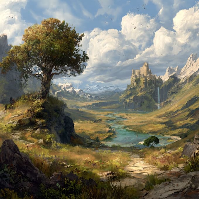 do stunning fantasy landscape, background illustration