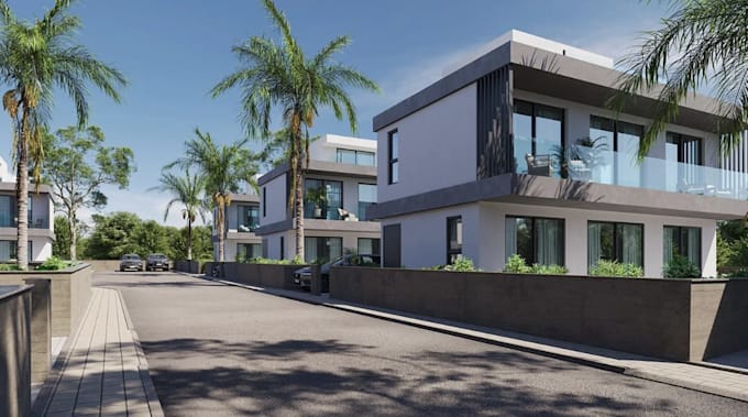 relayout unity apartment building,gated community space,streetscape 8k rendering