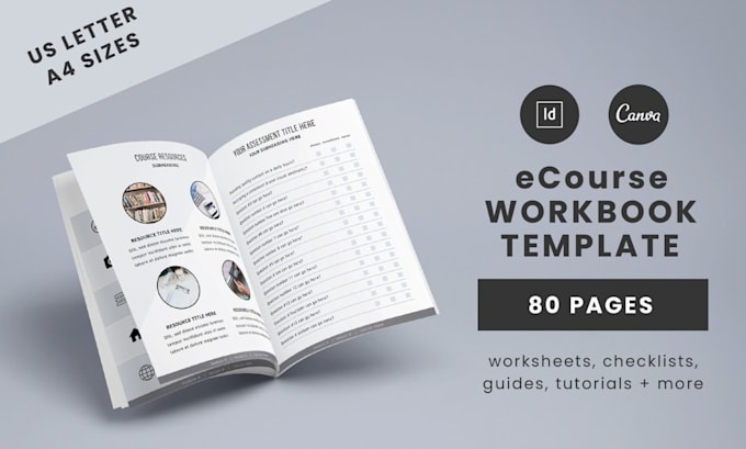 design editable canva course workbook, PDF educational training material