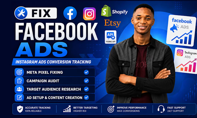 fix meta pixel, setup and fix facebook and instagram ads, fix conversion issues