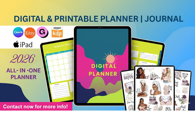 do editable digital planner etsy digital planner, canva digital planner design