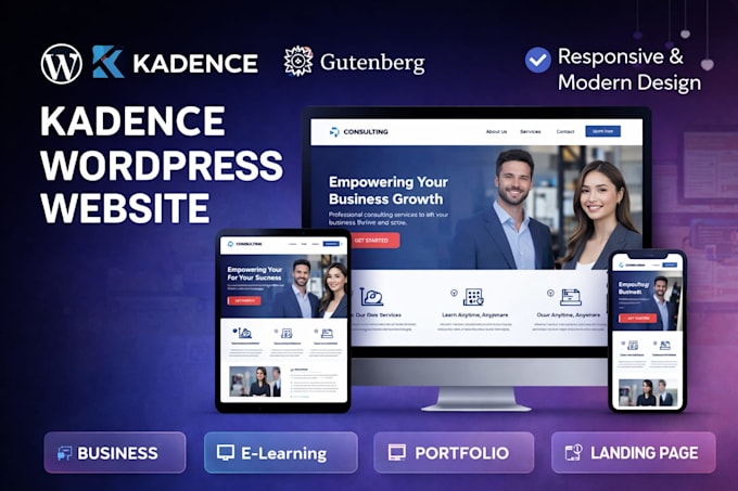 create or develop wordpress website with gutenberg, kadence pro, kadence block