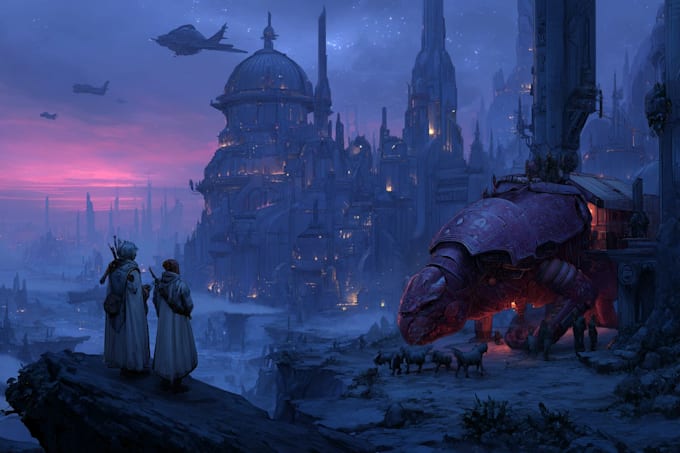 create sci fi character illustration or fantasy sci fi art
