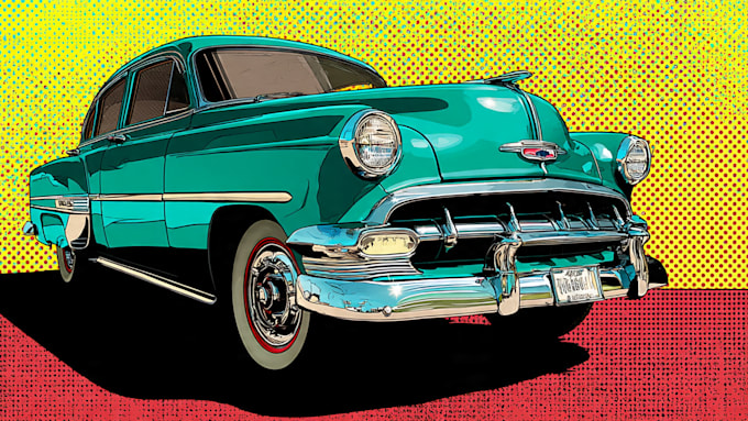 classic car pop art roy lichtenstein style