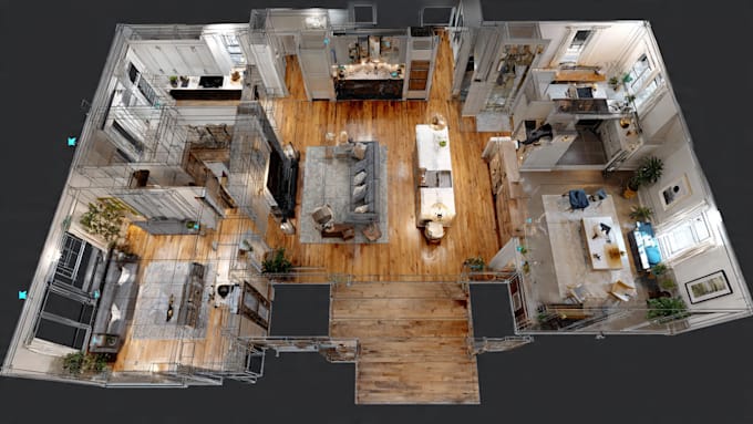 draw 2d floorplan through sketches, matterport tour