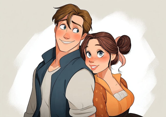 draw a custom cartoon couple portrait