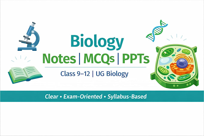 create biology notes mcqs and ppts for school and ug students