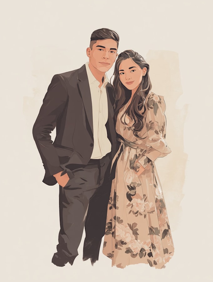 draw a custom cartoon couple portrait
