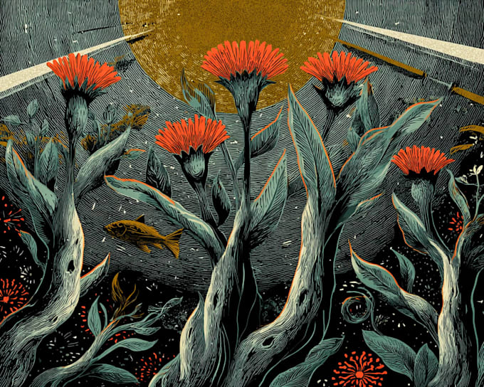 create awesome linocut illustration art