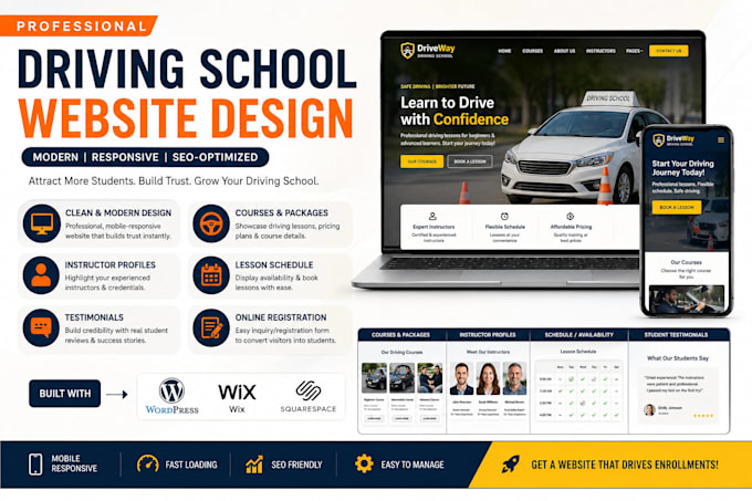 driving school website driving instructor website driving lessons website