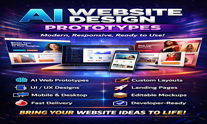 ai website design prototypes, fast, modern and custom layouts