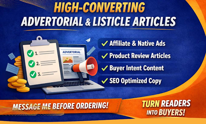 write high converting advertorial and listicle articles