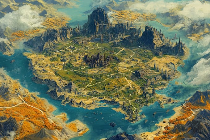 create event, tourist, and fantasy map illustration