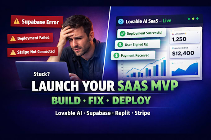 Build or fix lovable ai saas mvp website supabase replit bolt v0 by ...