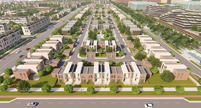 redesign 3d landscape development,urban masterplan,site layout,community render