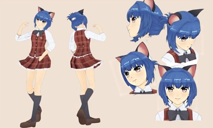 draw anime reference sheet vtuber model anime character anime furry ref sheet