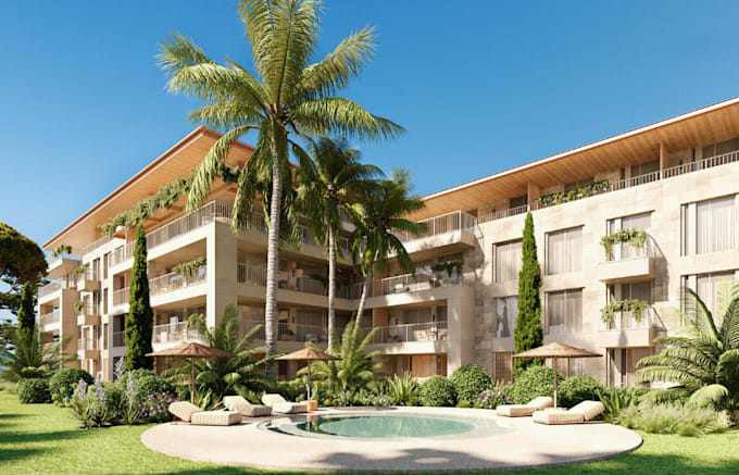 design 3d residential complex,real estate development,cgi exterior facade render