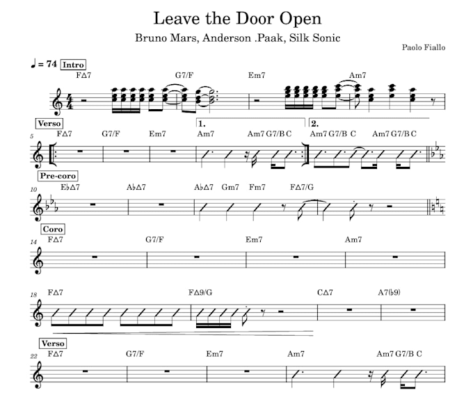 make chord charts, transcription and lead sheets