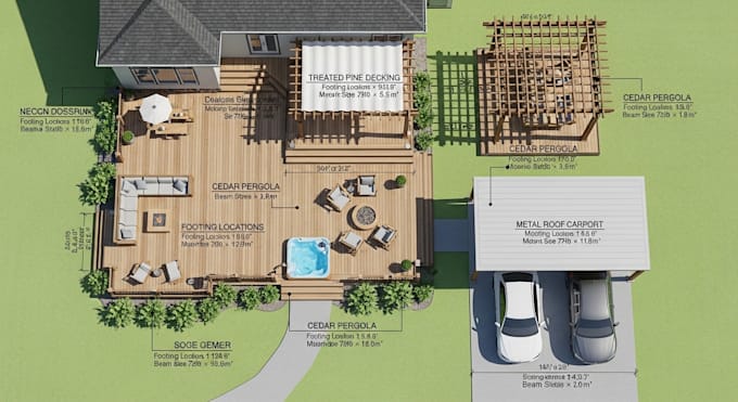 Projeto profissional pronto para licença de pergola 3d e carport e ...
