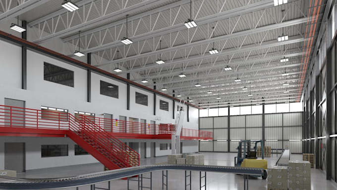 do photorealistic 3d commercial building, factory and warehouse design
