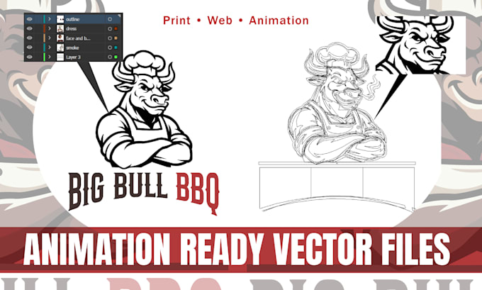 redraw your logo into clean vector and animation ready