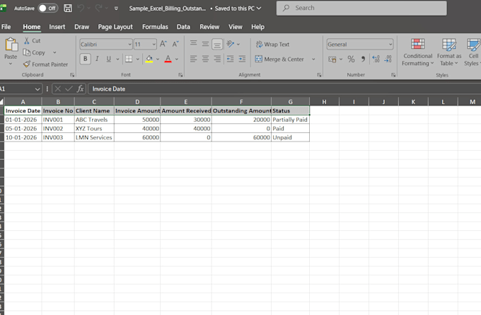 create excel billing and mis reports