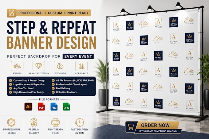 design a professional step and repeat banner backdrop