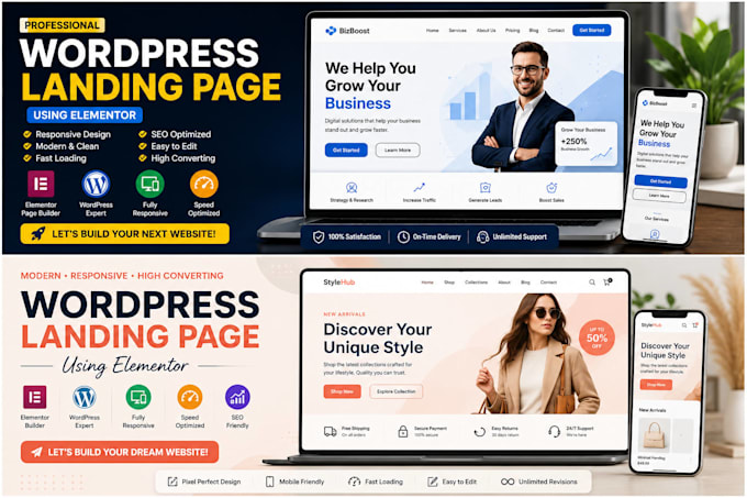 responsive wordpress landing page using elementor