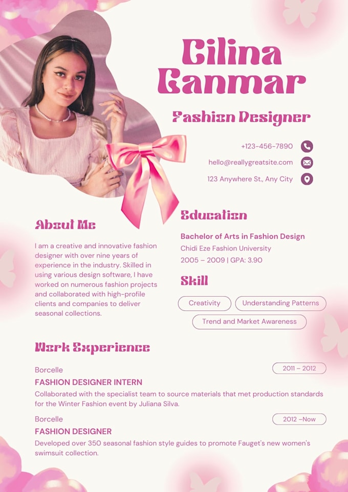design a professional CV for students aninternship