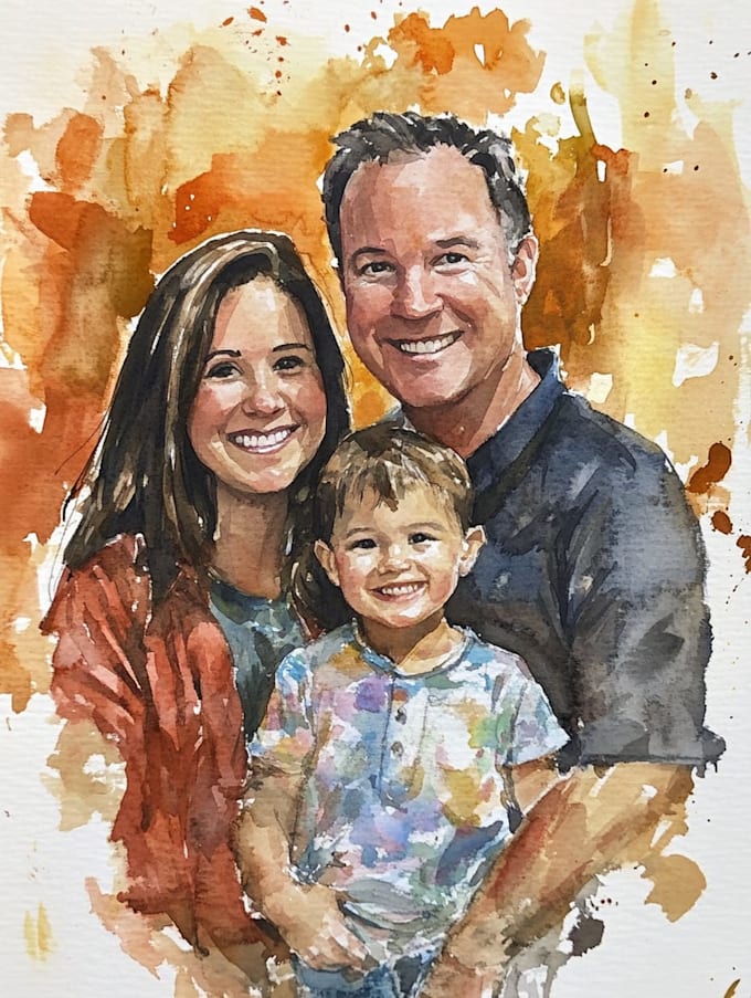 create a watercolor family portrait