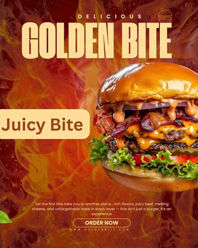 stunning fast food branding, menu and post a social media