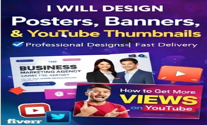design professional posters banners and youtube thumbnails