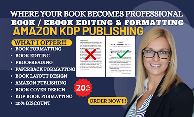 do book formatting, paperback formatting, kindle publishing, book layout design
