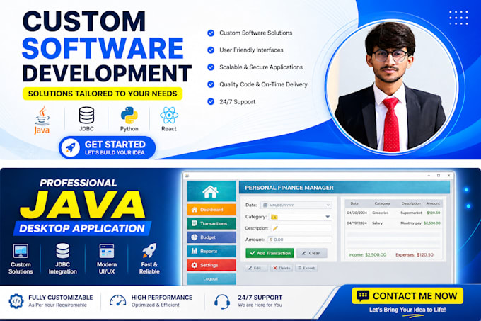 develop java desktop application with database integration