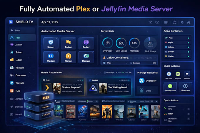 build a fully automated plex or jellyfin media server