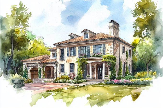 paint watercolor house portrait