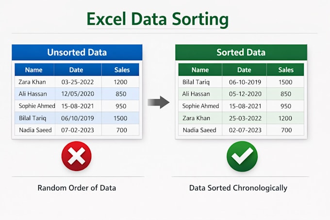 do excel data formatting, sorting and organization professionally
