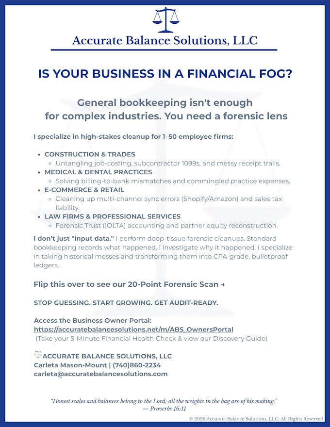 perform a forensic bookkeeping diagnostic