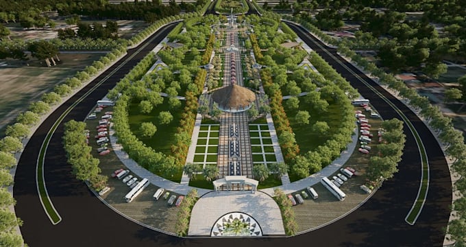 relayout 3d urban park, public playground design, community landscape rendering