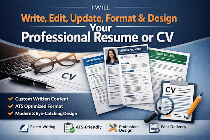 write, edit, update, format and design your professional resume or cv