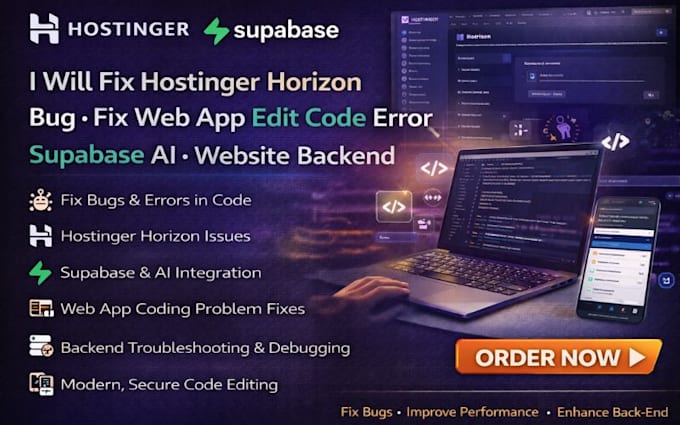 fix hostinger horizon bug fix web app edit code error supabase ai website