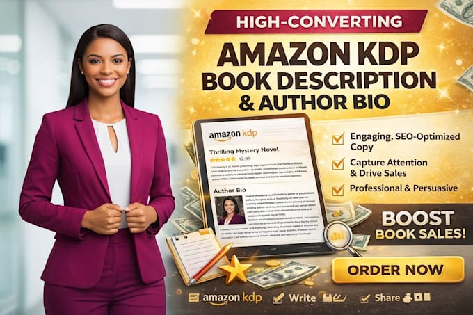 write a high converting amazon KDP book description or book blurb and author bio