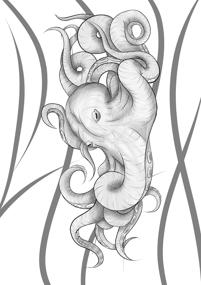 blackwork style illustrator ideal for tattoo designs