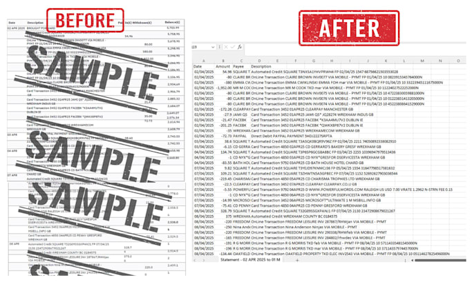 convert PDF bank statements to CSV for xero and quickbooks