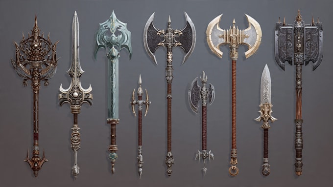 create game weapon design and illustration