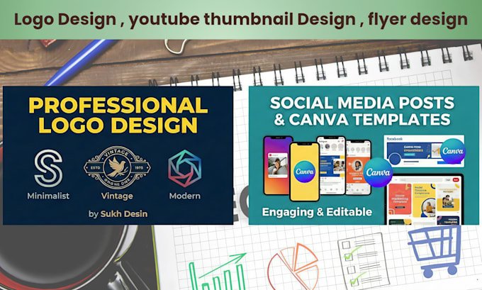 make logo, food flyer and youtube thumbnail designs party