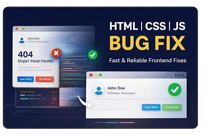 fix HTML CSS errors and javascript bugs as a frontend developer