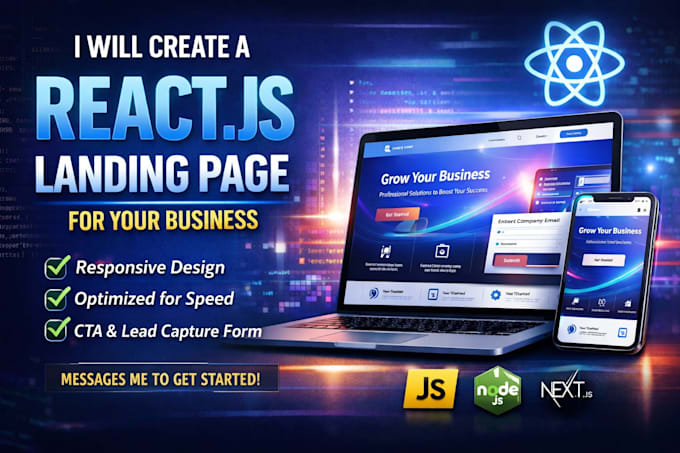 create a landing page in react js for your business