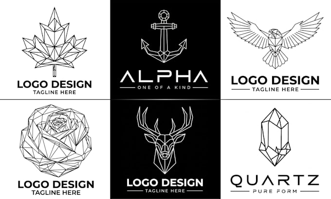 design line art polygonal, origami, low poly, geometric logo