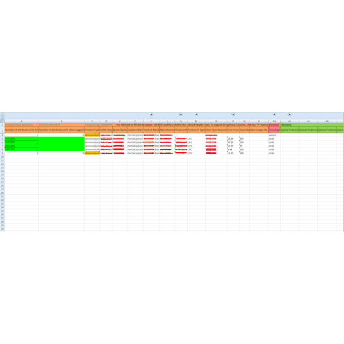 fix amazon variation and flat file errors, restore listings
